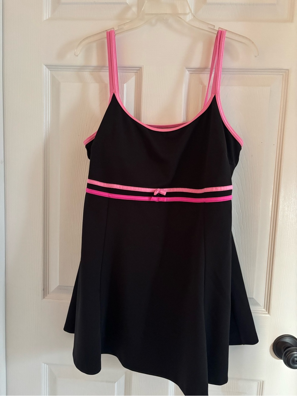 Black & Pink Trim Women's One Piece Swim dress 20W